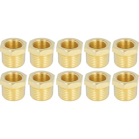 Gewinderohrverschraubung Aus Messing, 1/2" Npt-außengewinde X 3/8"-innengewinde, Sechskantanschluss Für Wasser, Öl Und Erdgas, 10 Stück