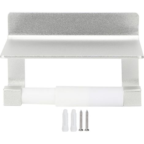 Space Wandmontierter Toilettenpapierhalter Aus Aluminium Mit Ablagefach Für Mobiltelefone, Silber