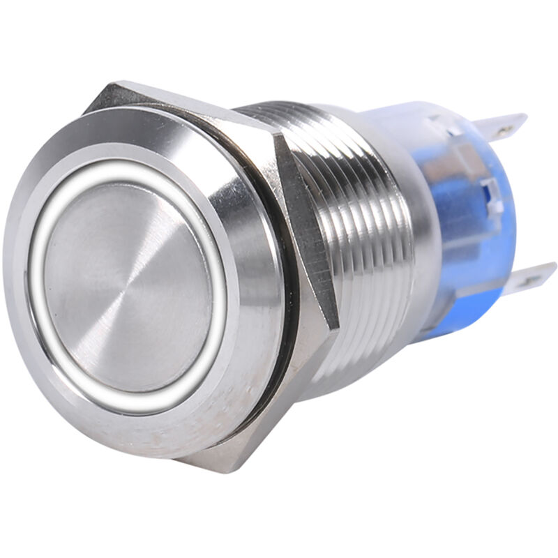 19 Mm 12–24 V Wasserdichter Edelstahl-druckknopf Mit Selbstverriegelung Und Weißer Led