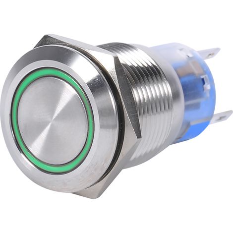 19 Mm 12–24 V Wasserdichter Edelstahl-druckknopf Mit Selbstverriegelung Und Grüner Led
