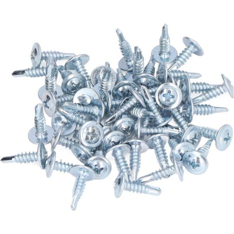 Selbstbohrende, Rutschfeste Rundkopfschrauben Aus Verzinktem Kohlenstoffstahl, Mit Unterlegscheiben (4,2 X 16 Mm), 50 Stück