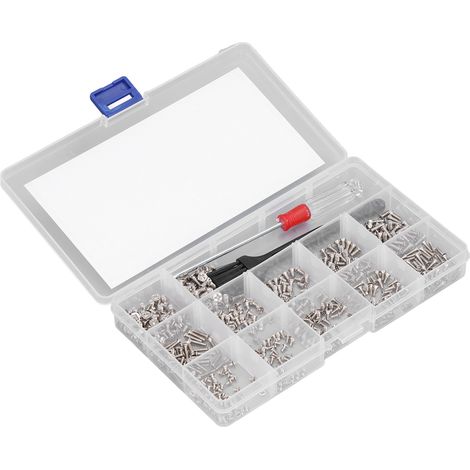 600-teiliges Computerschrauben-sortiment, Mikro-flachkopf M2 M2,5 M3 Mit Schraubendreherbürste (silber)