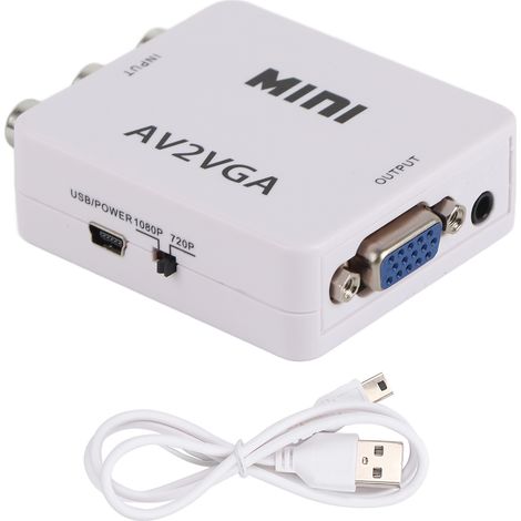 480p Mini Composite Av Zu Vga Adapter Tv Set Top Box Audio Video Converter (weiß)