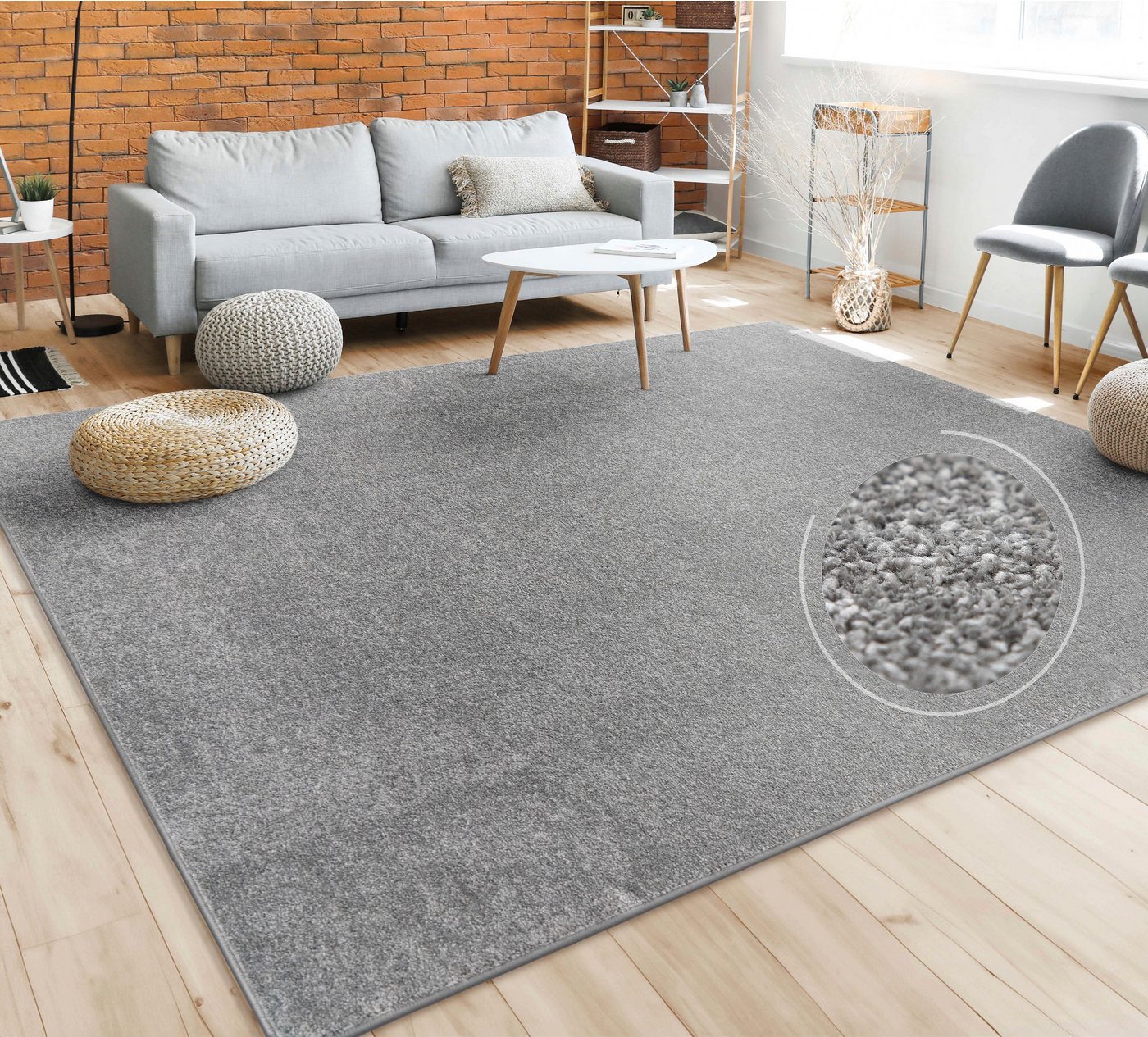 Teppich Für Wohnzimmer Einfarbig Kurzflor Schlicht Und Modern, In Dunkel Grau 240x340 Cm - Paco Home Bild 2