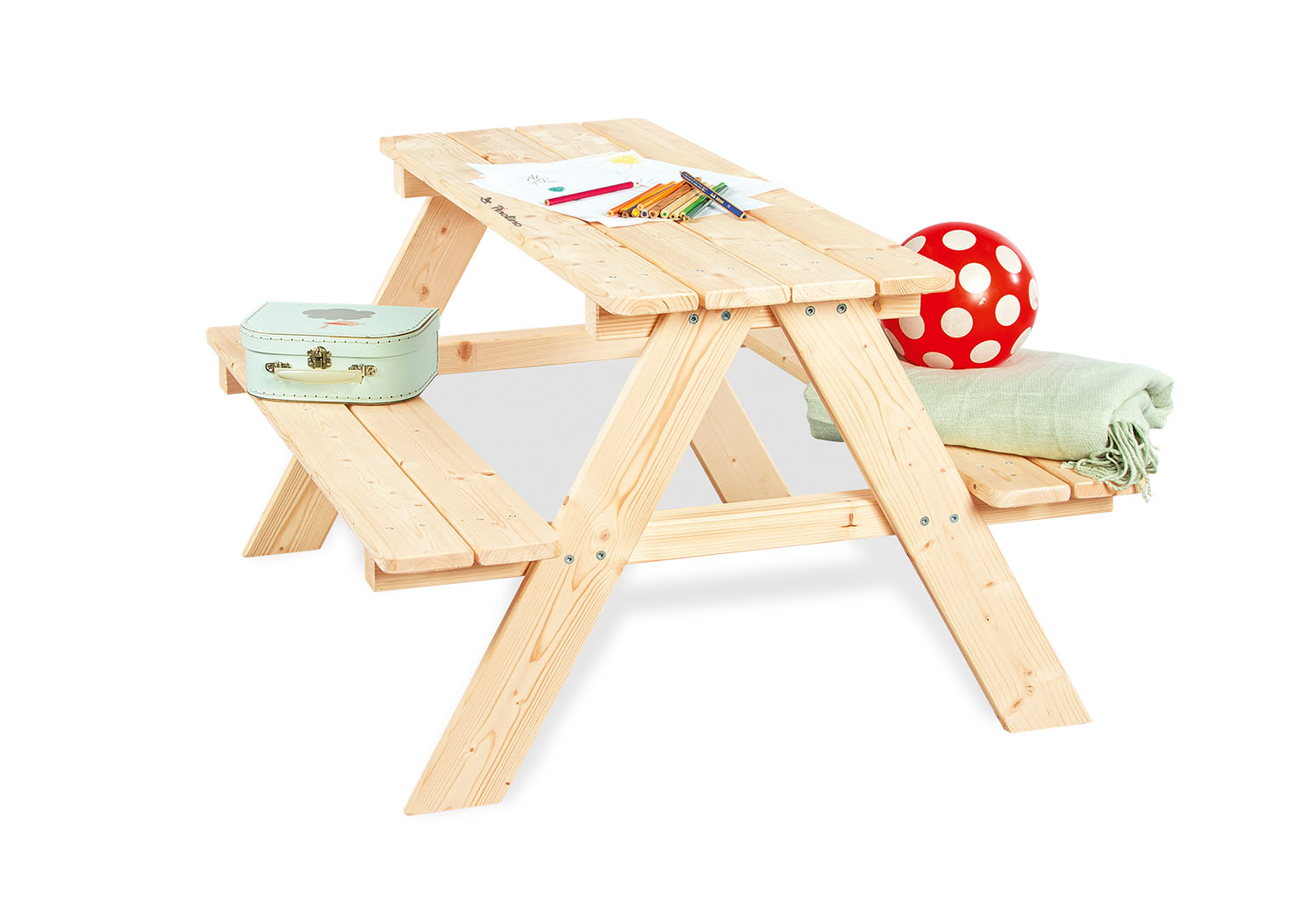 Pinolino - Kindersitzgruppe Nicki, Fichtenholz, Unbehandelt Für 4 Kinder, 90x85x50 Cm