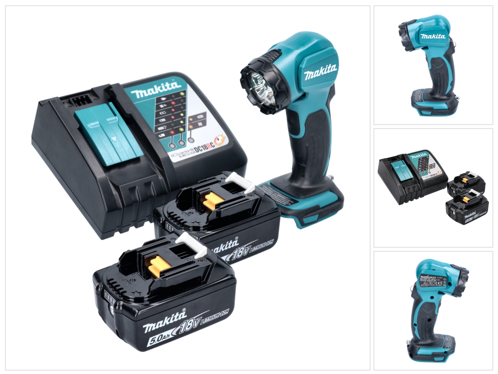 Makita Deadml 815 Rt Led Akku Handleuchte 14,4 - 18 V 160 Lm + 2x Akku 5,0 Ah + Ladegerät