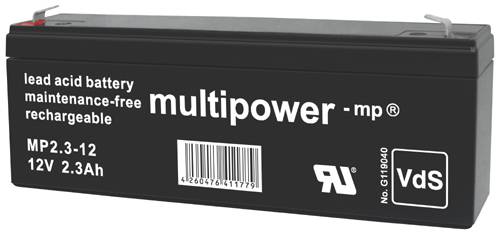 Multipower Mp2.2-12 – 12 V 2,3 Ah Agm Bleiakku (vrla), Vds G107033, Faston 4,8 Mm