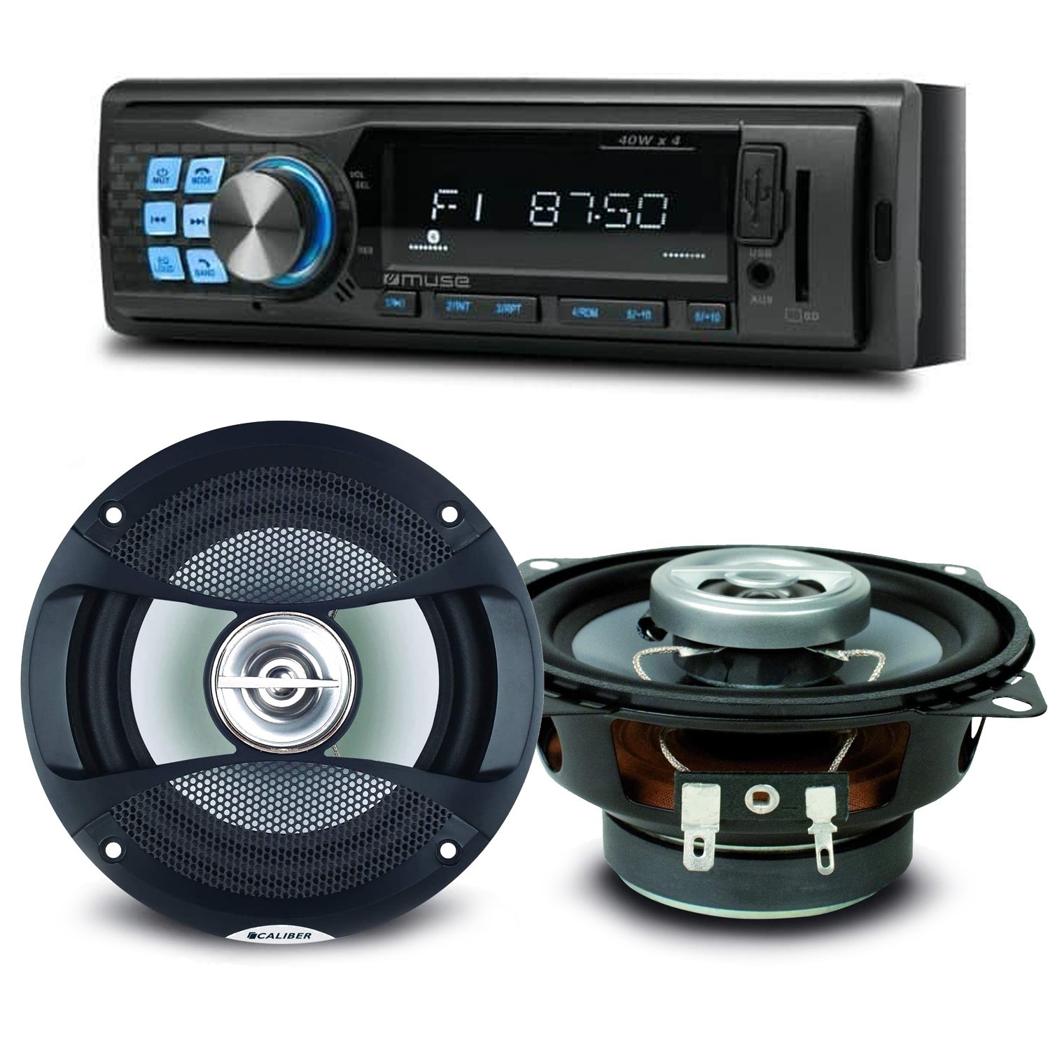 Pack Sono Voiture Autoradio Muse M-195 Bt 160 Watts + 2 Haut Parleurs 10cm 80w
