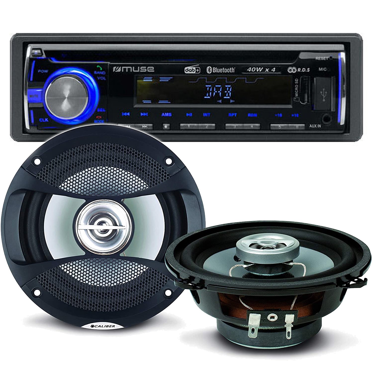 Pack Sono Voiture Autoradio Muse M-1229 Dab 160 Watts + 2 Hauts Parleurs 13cm 100w