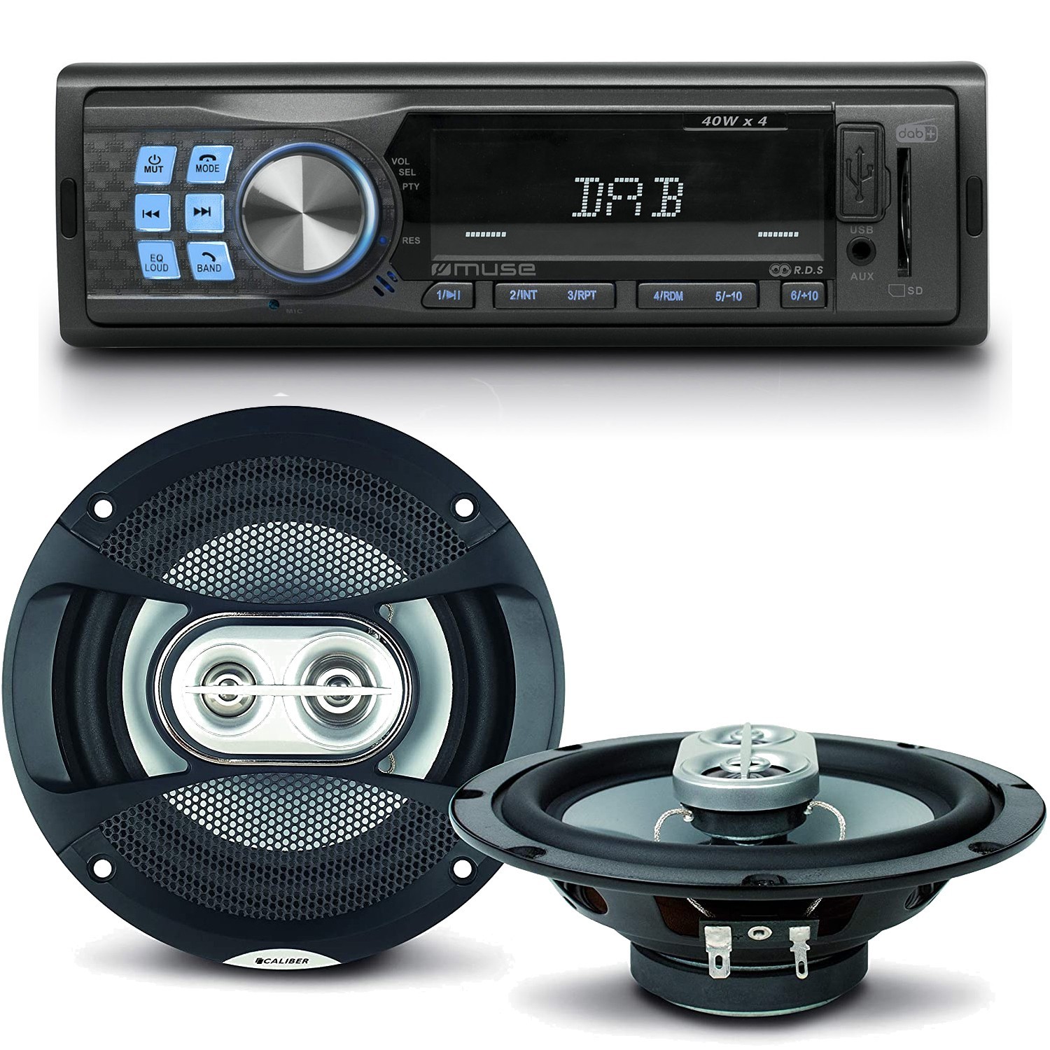 Pack Sono Voiture Autoradio Muse M-199 Dab 160 Watts + 2 Haut Parleurs 16,5m 120w