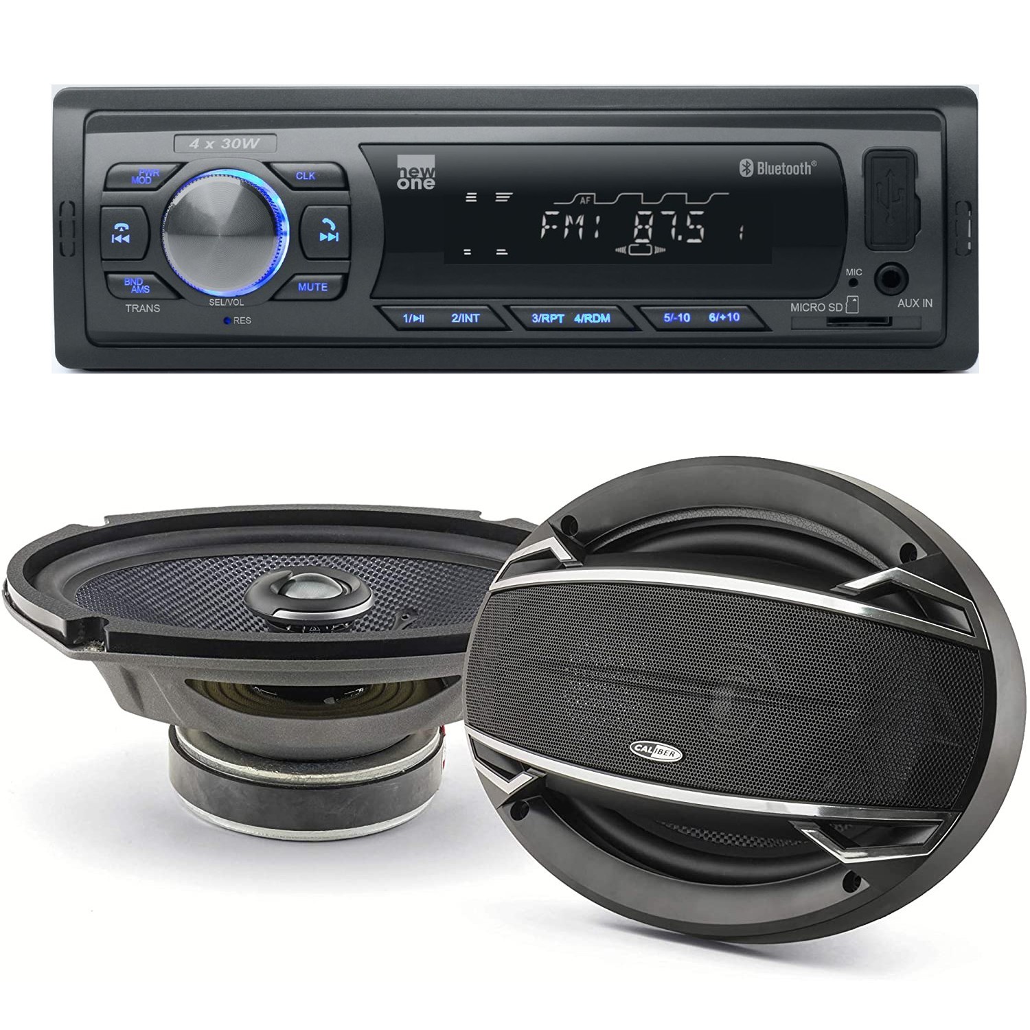 Pack Sono Voiture Autoradio Ar375bt + 2 Haut Parleurs Ovales 6x9" Caliber 180w
