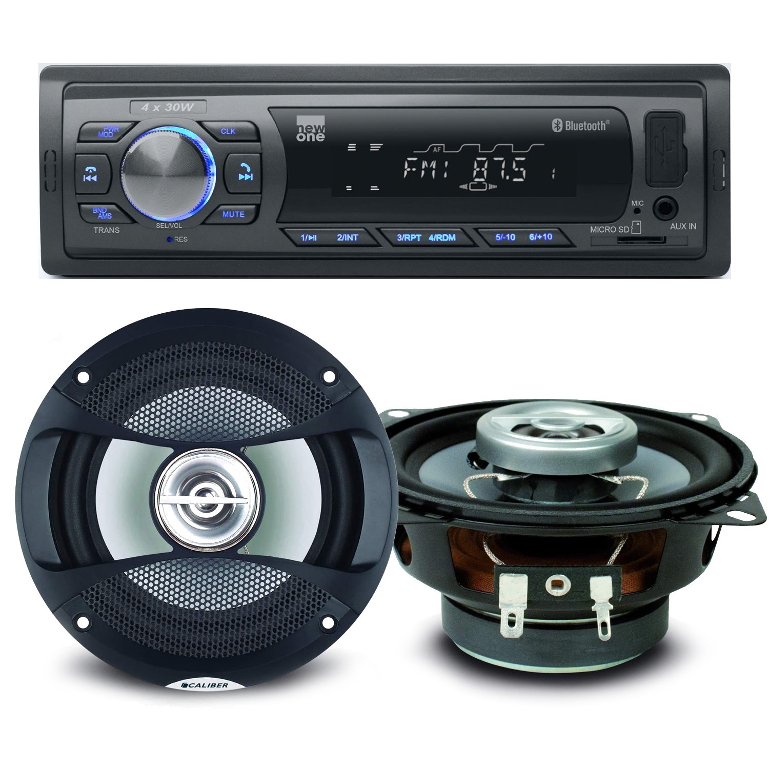 Pack Sono Voiture Auto Radio Newone Ar375bt 120 Watts + 2 Haut Parleurs 10cm 80w