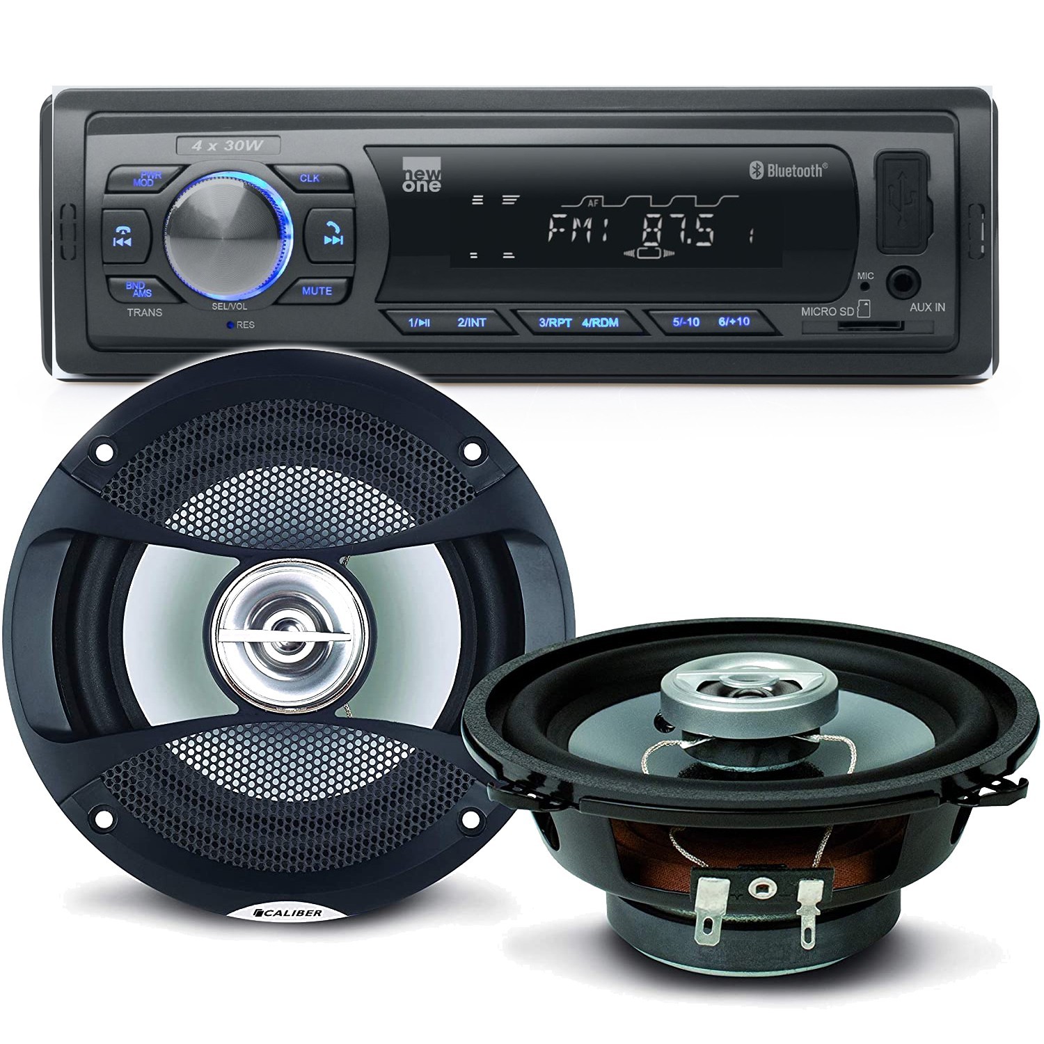 Pack Sono Voiture Auto Radio Newone Ar375bt 120 Watts + 2 Hauts Parleurs 13cm 100w