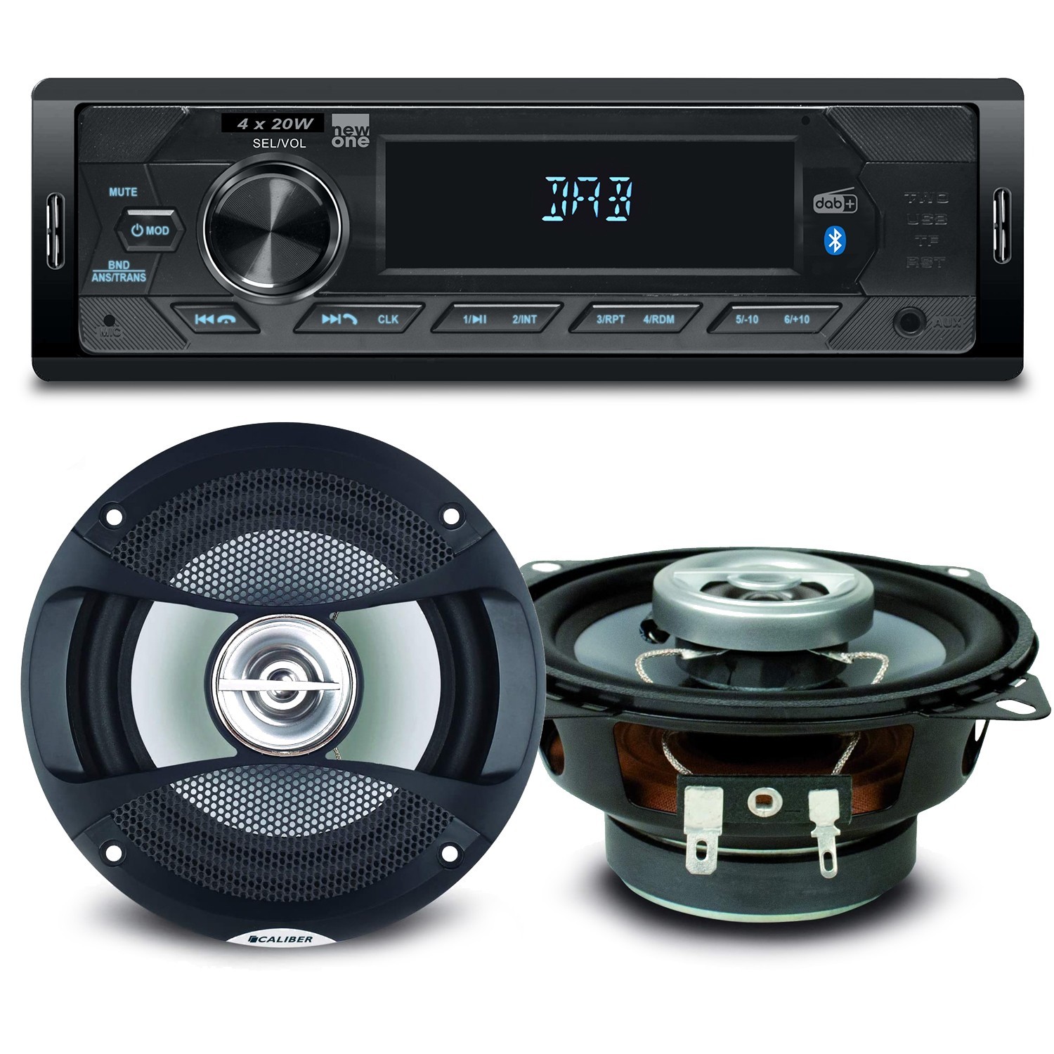 Pack Sono Voiture Auto Radio Newone Ar390dab 80 Watts + 2 Haut Parleurs 10cm 80w