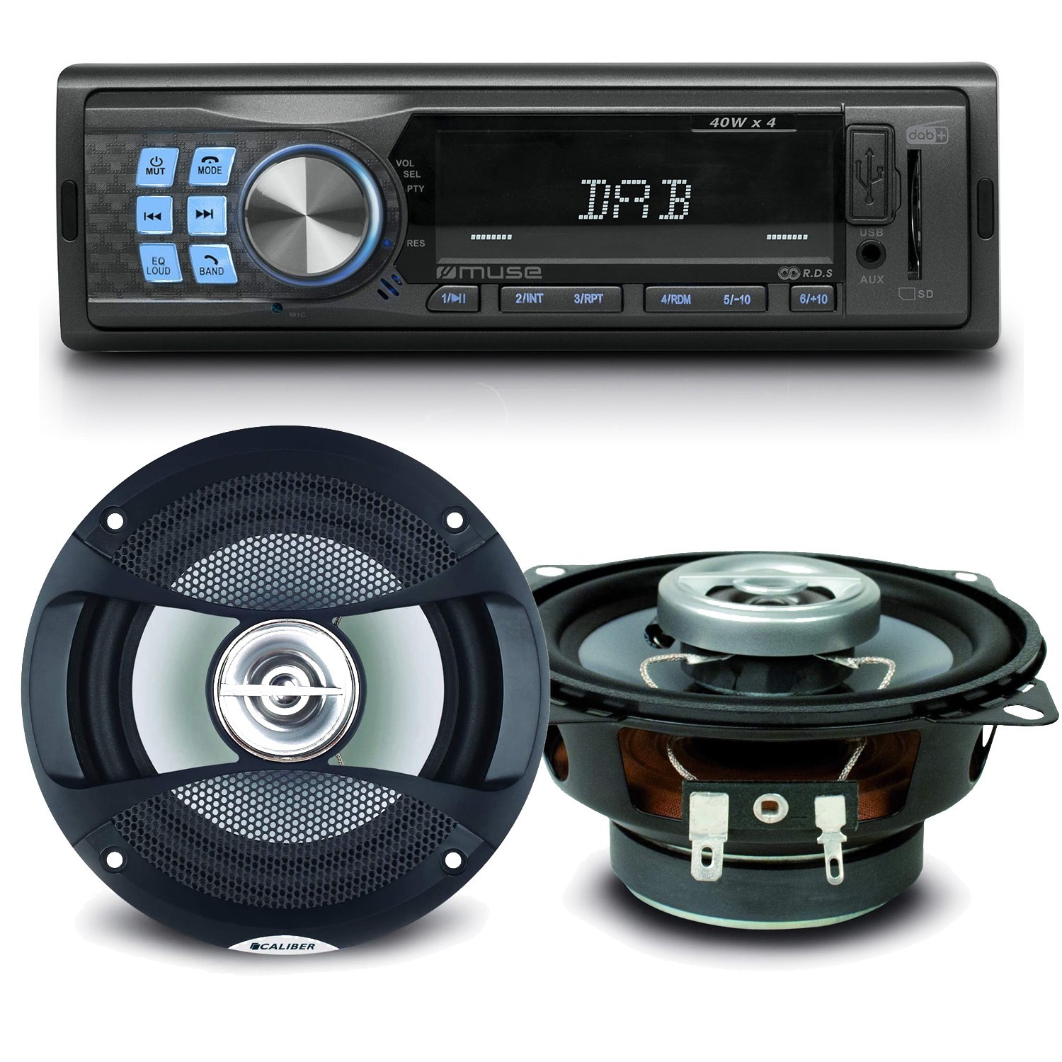 Pack Sono Voiture Autoradio Muse M-199 Dab 160 Watts + 2 Haut Parleurs 10cm 80w