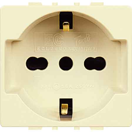 Italienisch/deutscher Stecker 'runde' 10/16a 250v 2p+t