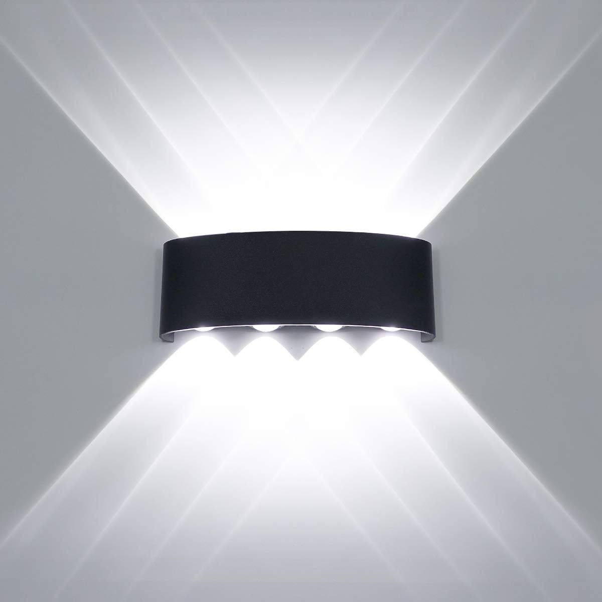 Stoex – 8w Led-wandleuchte – Schwarzes Aluminium – Innenbeleuchtung Für Schlaf- Und Wohnzimmer – Kaltweißes Licht – Schnelle Wandmontage