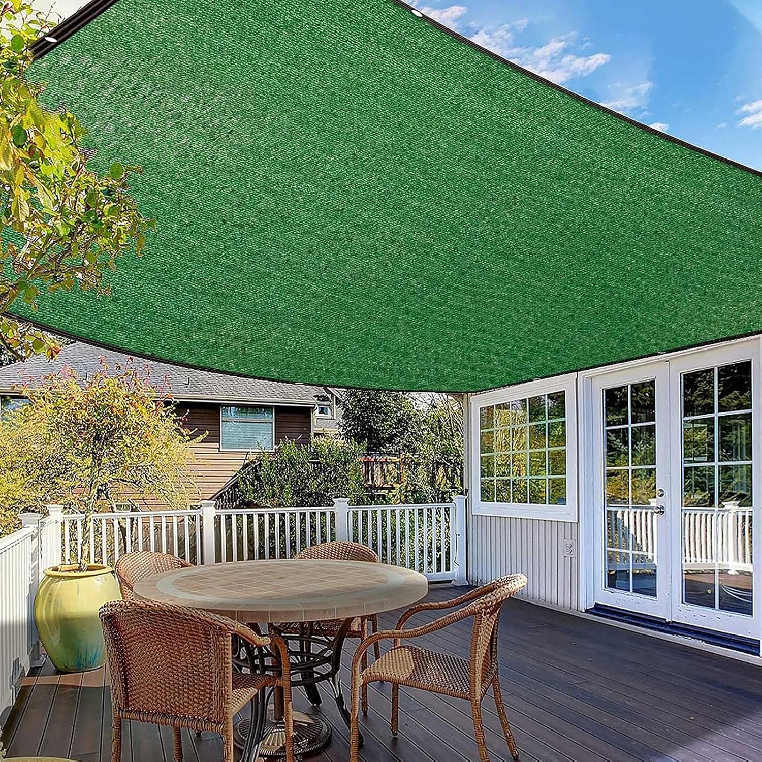 Schattierungsnetz, Sonnensegel, 75 % Schattierungsgewebe, Sonnenbeständig, Sonnenschutz, Für Terrasse, Gewächshaus, Hof, Grünanlage, 4 X 6 M