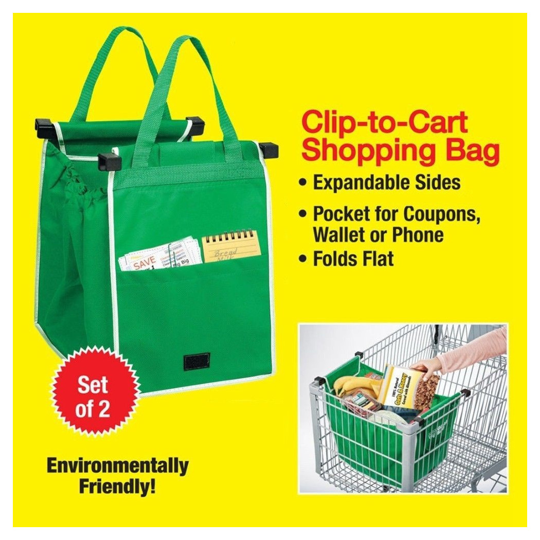 Trade Shop - 2 Einkaufstaschen, Einkaufswagen Mit Haken Zum Aufhängen, Supermarkt -
