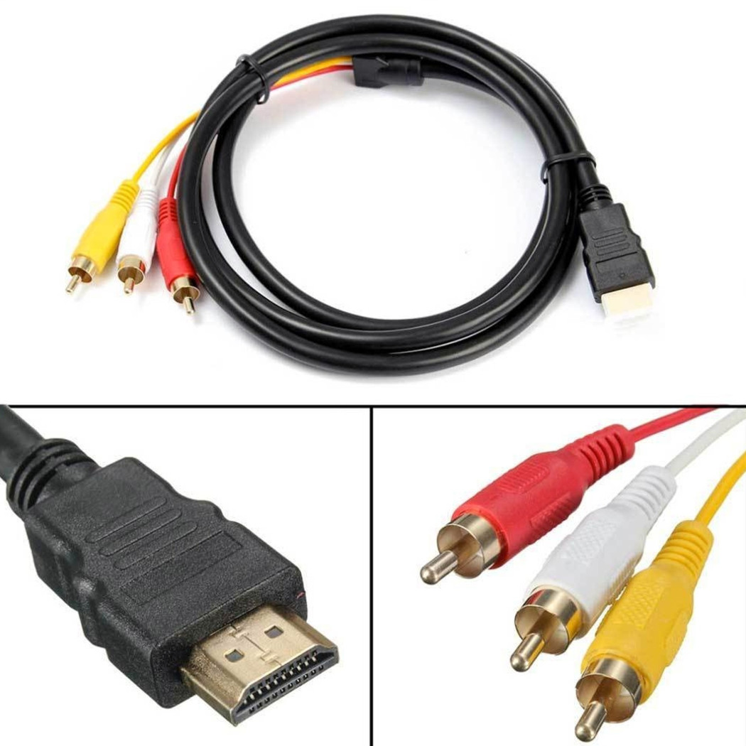 Trade Shop - Hdmi-stecker Auf 3 Cinch-audio-video-av-1080p Hdtv 1,5 M Konverter-adapterkabel -