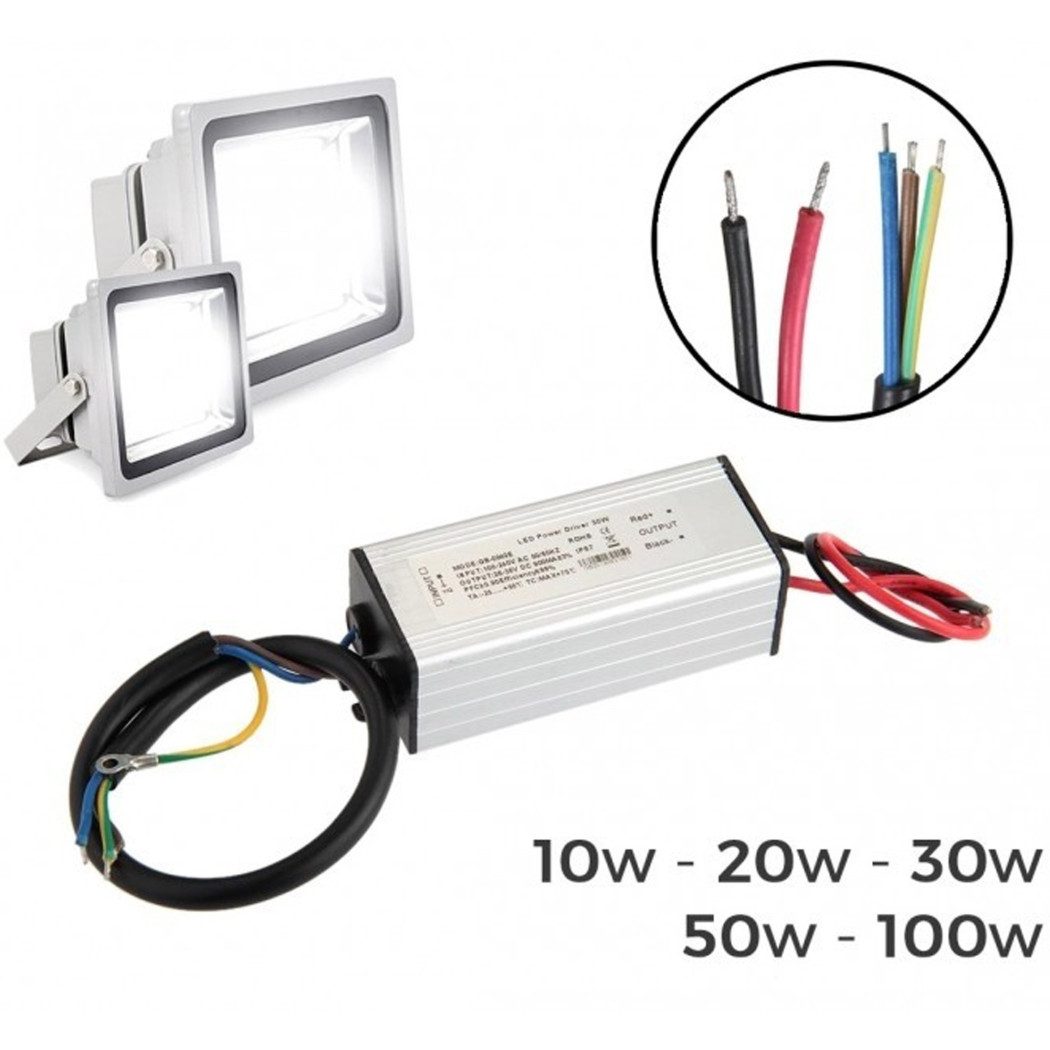 Trade Shop - Ersatz-led-treiber 10w 20w 30w 50w Für Led-licht Aluminium -