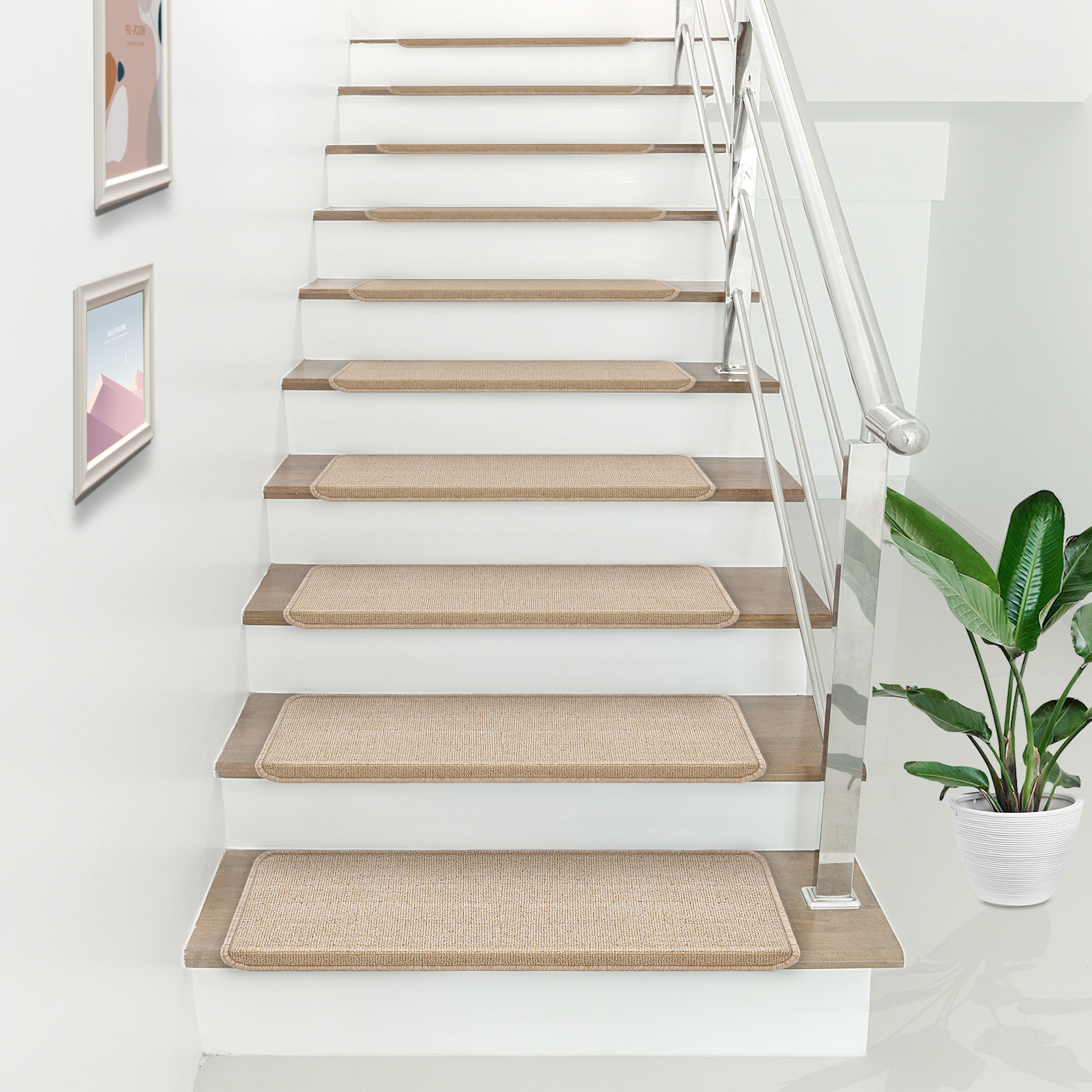 [en.casa] - Stufenmatten Rechteckig 15-er Set Beige