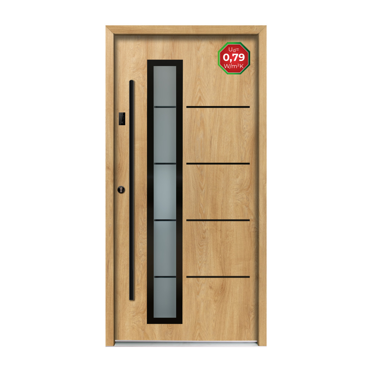 Splendoor Haustür Passivedoor Premium B06 Eiche BlackDesign DIN links 98 x 208 cm mit Tastatur & Fingerscan Bild 2