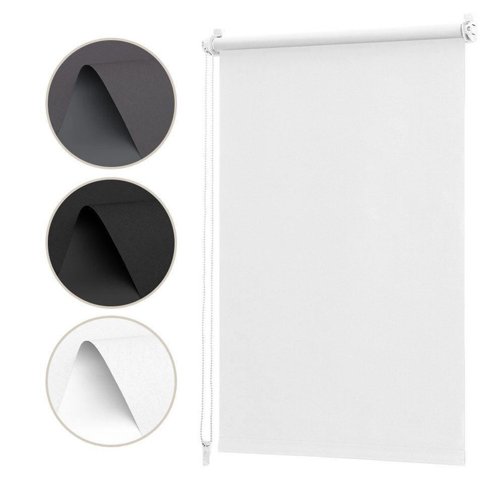 Sekey Seitenzugrollo Verdunkelung ohne Bohren Blickdicht Weiß 40x130cm Bild 2