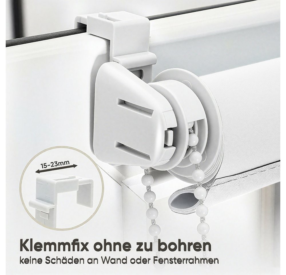 Sekey Seitenzugrollo Verdunkelung ohne Bohren Blickdicht Weiß 40x130cm Bild 5