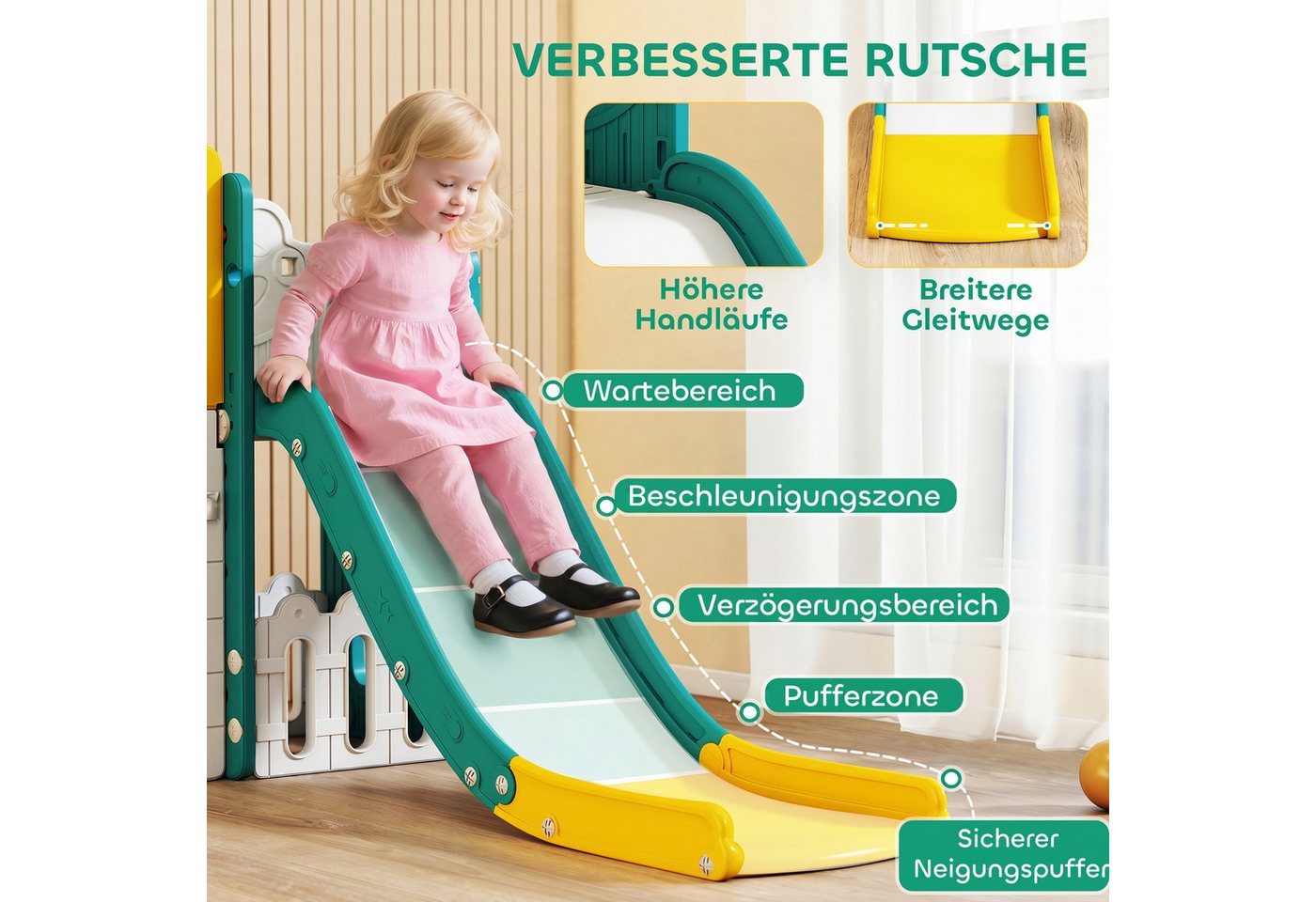 AIYAPLAY Kinderrutsche Kunststoff 176L x 150B x 94H cm Bild 3
