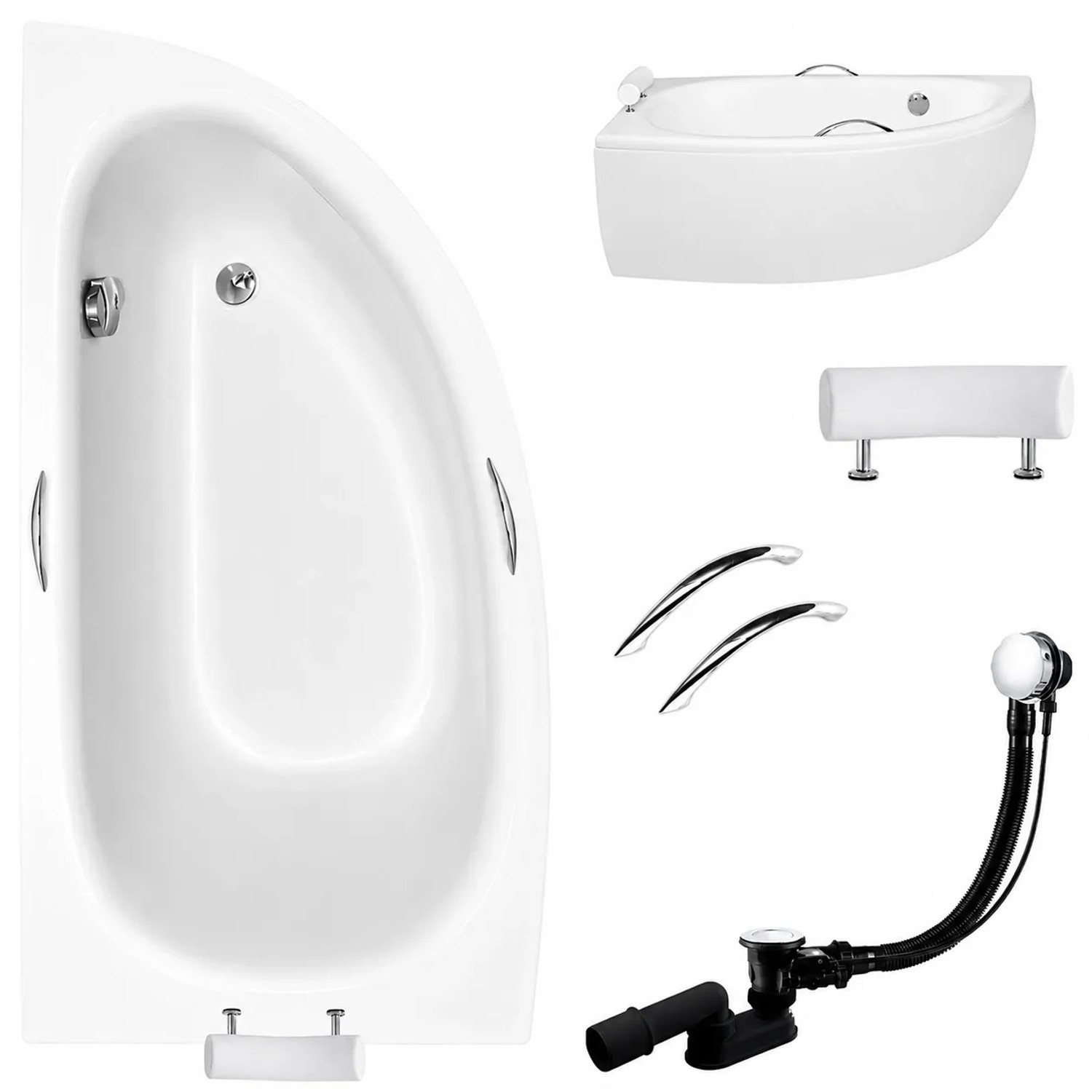 KOLMAN Badewanne Eckwanne 150 x 70 Cm Links Mit Acrylschürze Inkl. Ablauf Und Füße