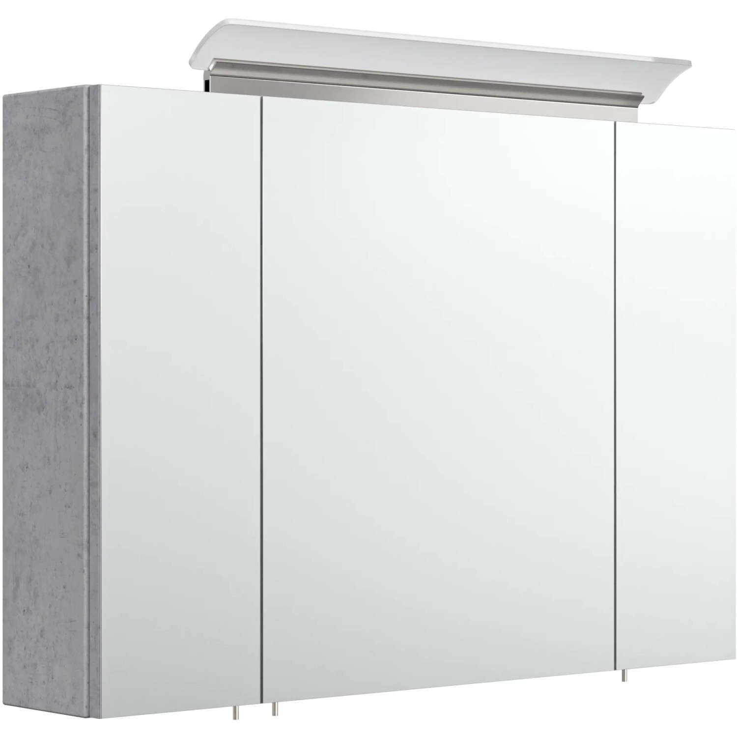 Posseik Spiegelschrank Beton-Optik 90 cm mit Softclose Türen