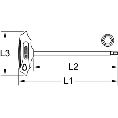 KS Tools BERYLLIUMplus Innensechskant-Winkelstiftschlüssel, T-Griff 4 mm ,mit Kugelkopf
