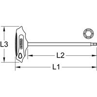 KS Tools BERYLLIUMplus Innensechskant-Winkelstiftschlüssel, T-Griff 4 mm ,mit Kugelkopf Bild 2