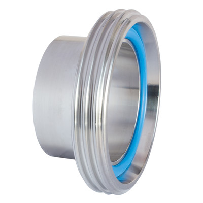 Milchrohrverschr. Anschweissende VMS, V2A, AG 65x1/6″, innen-Ø 38, außen-Ø 41