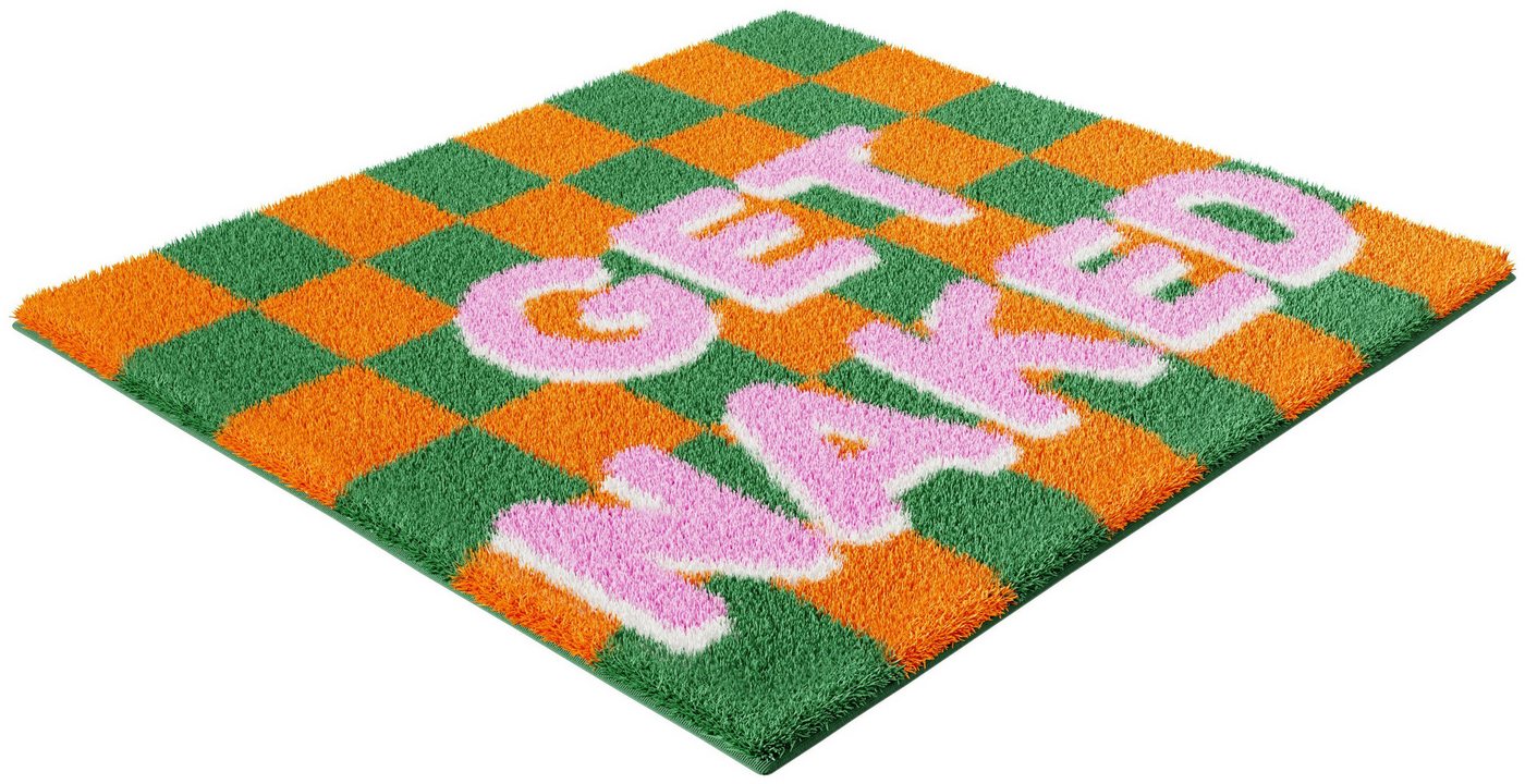 OTTO home Badematte Get Naked, modern, Badvorleger, Badezimmer Teppich, Höhe 20 mm, rutschhemmend beschichtet, schnell trocknend, Polyacryl, rechteckig, Badteppich, mit Schriftzug, 2 Varianten, rechteckig Bild 4