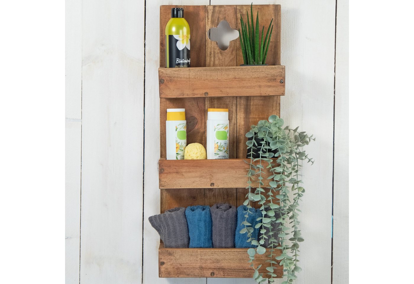 DESIGN DELIGHTS Wandregal WANDREGAL "DAYA", Massivholz, 65 cm, Holzregal mit Ablage