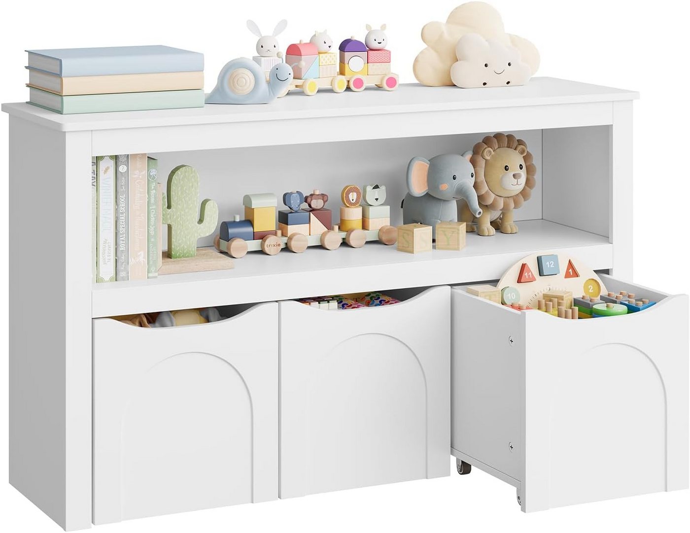 Woltu Kinderregal, 1-tlg., Aufbewahrungsschrank mit Rollen Spielzeugschrank mit 3 Schubladen Bild 4