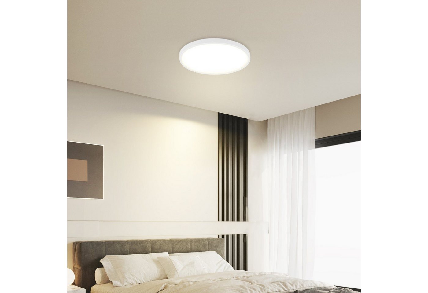 ZMH LED Deckenleuchte Wohnzimmer Modern Schwarz/Weiß Deckenlampe Rund Flur Büro, Spritzwassergeschützt, LED fest integriert, 4000k Bild 5