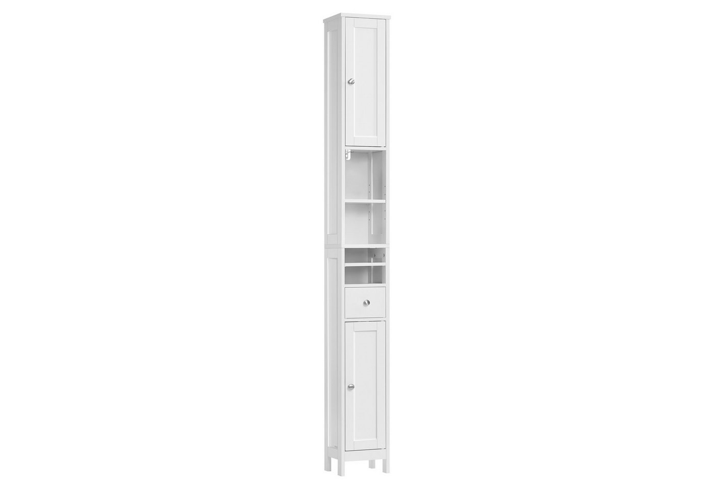 VASAGLE Badkommode Badezimmerschrank, Badschrank, mit verstellbaren Ablagen, Schublade, hoch, schmaler Aufbewahrungsschrank, offenen Fächern, für kleine Räume