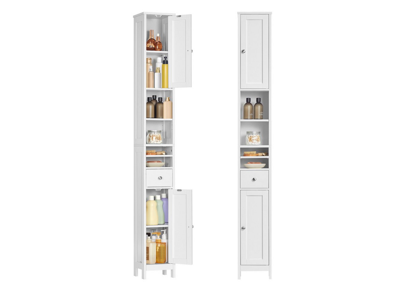 VASAGLE Badkommode Badezimmerschrank, Badschrank, mit verstellbaren Ablagen, Schublade, hoch, schmaler Aufbewahrungsschrank, offenen Fächern, für kleine Räume Bild 3