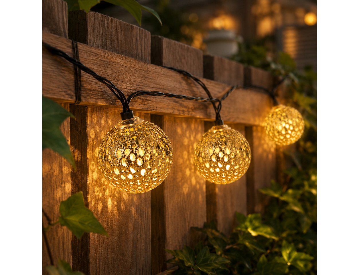 Fyrove LED Solarleuchte Outdoor Lichterkette LED Kugel-Lichterkette für Garten 5 M 20 Lampen, gartendek, solar lichterkette für außen, Warmweiß, Garten Led Lampe Kugel Solar Lampen Für Außen Lichterkette Outdoor Bild 4