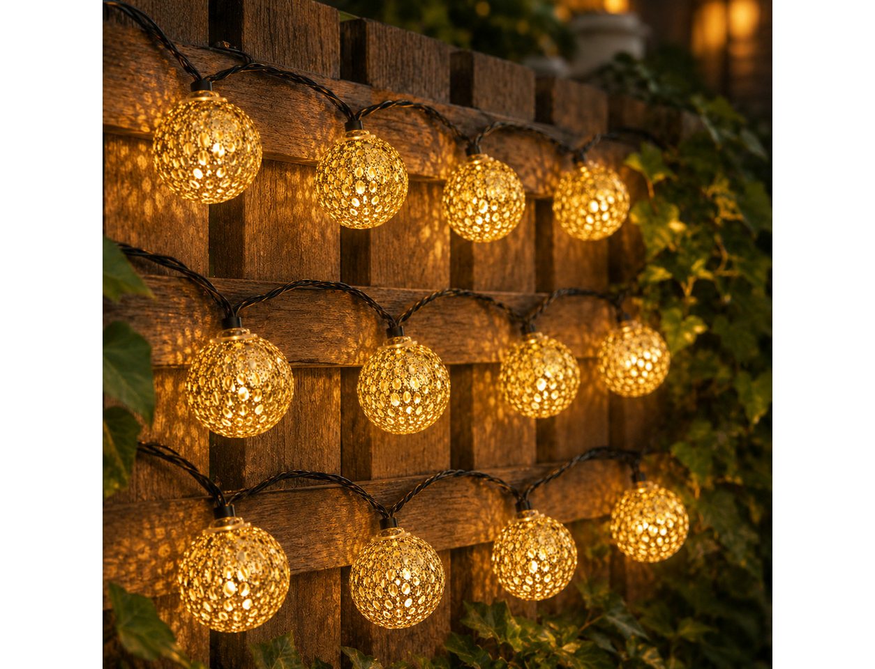 Fyrove LED Solarleuchte Outdoor Lichterkette LED Kugel-Lichterkette für Garten 5 M 20 Lampen, gartendek, solar lichterkette für außen, Warmweiß, Garten Led Lampe Kugel Solar Lampen Für Außen Lichterkette Outdoor Bild 5