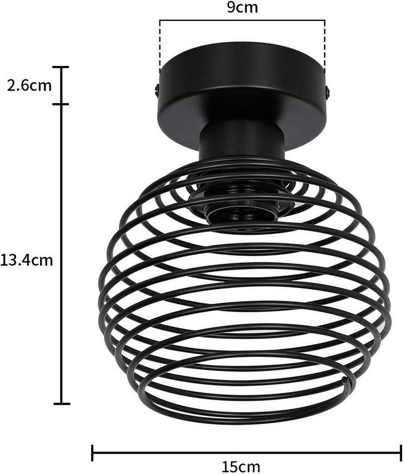 ZMH Deckenleuchte Retro Schwarz E27 1-flammig Lampen Ohne Leuchtmittel Wohnzimmer, LED wechselbar, Hochwertige Material Bild 3