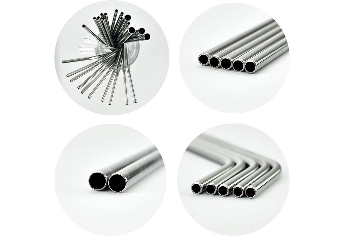 natumo Trinkhalme Edelstahl Strohhalm Set 36 Stück + 6 Bürsten, (39-tlg) Bild 3