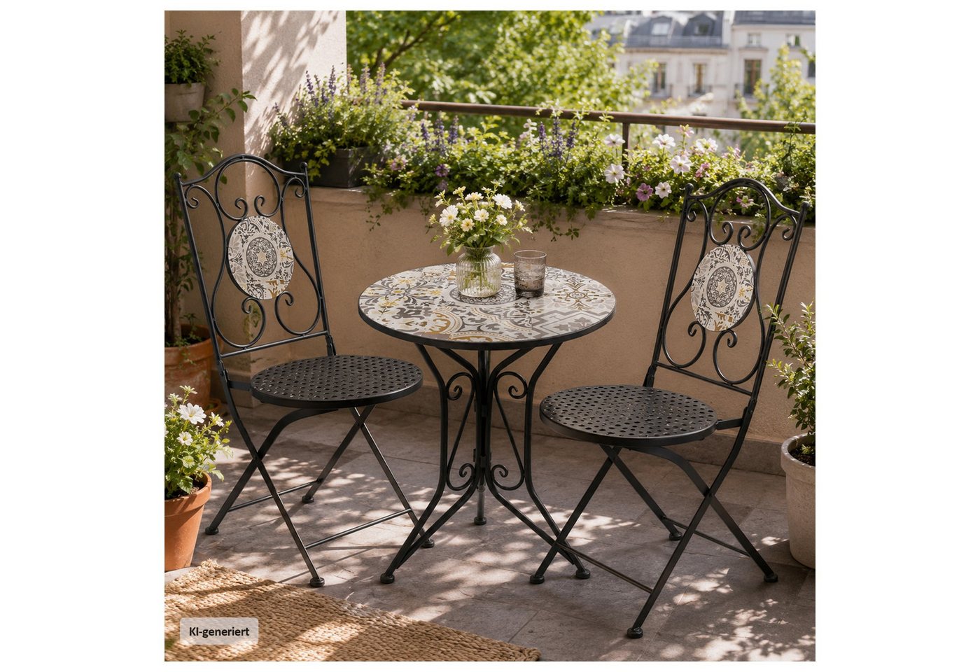 HTI-Living Gartenstuhl Gartenstuhl 2er-Set Metall Schwarz Algier (Set, 2 St) Bild 3