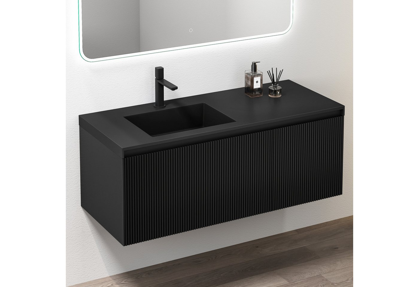 doporro Badmöbel-Set Waschtisch mit unterschrank Badmöbel 120x50x46cm große Schublade Santa, mit hochwertigen lackierten E1 MDF-Platten