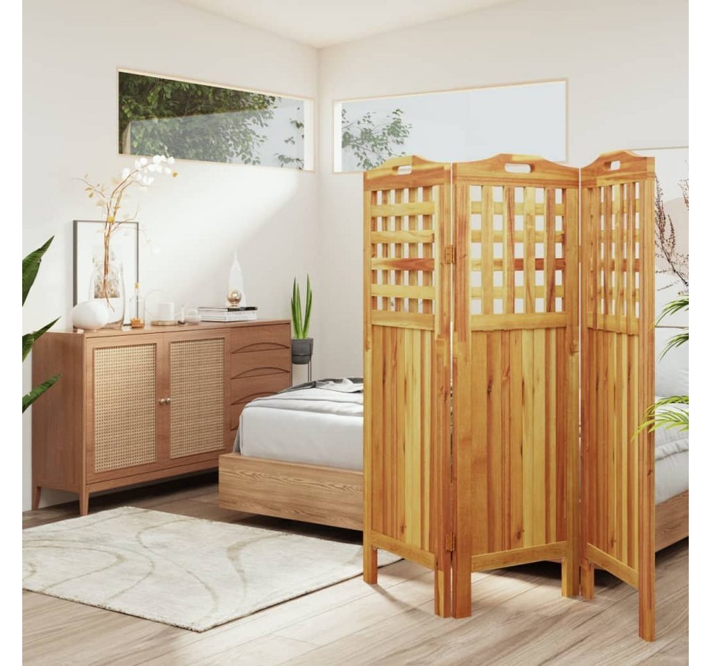 furnicato Raumteiler aus Echtholz, 121,5 x 2 x 115 cm, geölt, 1-tlg., Klappbarer Paravent mit drei Paneelen für Schlaf- und Wohnzimmer