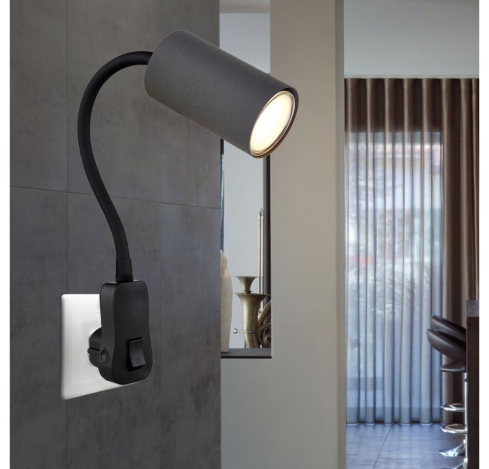 GLOBO LIGHTING Wandleuchte, Leuchtmittel nicht inklusive, Steckerleuchte GU10 Steckdosenlampe mit Schalter Küche