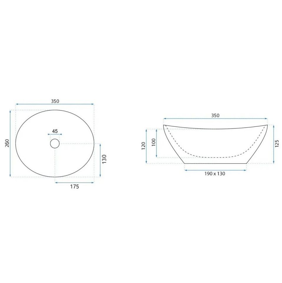 wohnwerk.idee Aufsatzwaschbecken Waschbecken Marmor Optik Gäste WC / Gäste Bad Sofia Mini 35x26cm Bild 3